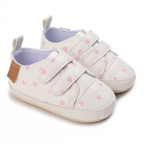 Xijirk Leopard Print Double Hook and Loop Baby Crib Shoes Non Soft Sole Walking Shoes Pre Walker Footwear White,0-3 Months