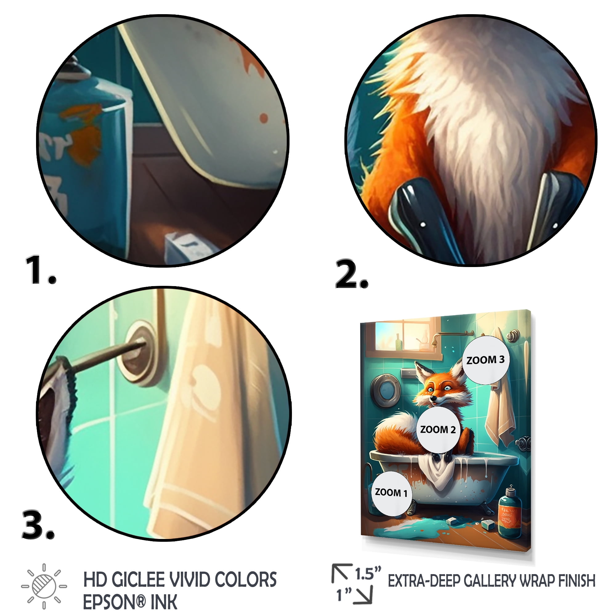 Designart Funny Fox Making A Mess In The Bathroom I Canvas Wall Art