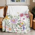 thumbnail image 4 of Rustic Watercolor Floral Throw Blankets, Wild Flowers Pink Yellow Green Soft Fleece Blanket Decorative for Home Sofa Couch Chair Living Bedroom, 40x50 inches,, 4 of 8