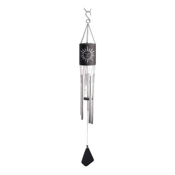 FC Design 39" Long Solar Sun Face Silhouette Cylinder Wind Chime Statue Sculpture Ornament Decoration Home/Room/Garden Decor and Unique Gift Ideas for Housewarming, Holidays and Birthdays
