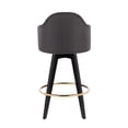 thumbnail image 5 of Lumisource Ahoy Contemporary 26" Fixed-Height Counter Stool with Black Wood Legs and Round Gold Metal Footrest with Charcoal Fabric Seat - Set of 2, 5 of 8