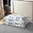 thumbnail image 3 of Erosebridal Blue Ribbon Bow 100% Cotton Duvet Cover Queen Teens Adult,Shell Starfish Bedding Set,Bowkont Bed Set(No Comforter), 3 of 5