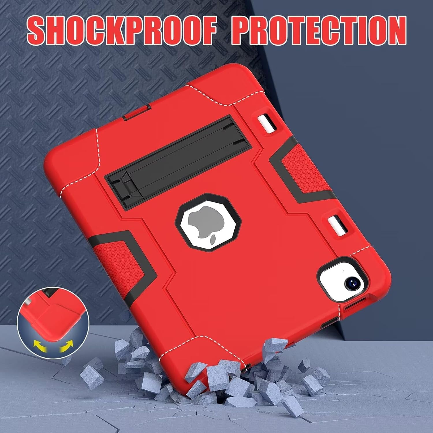 SOATUTO Case for iPad Air 13 Inch M3 M2 (2025/2024) Release, [Built-in Pencil Holder] Heavy Duty Shockproof Rugged High Impact Protective Case (Red/Black)