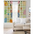thumbnail image 2 of Spring Easter Blackout Curtains for Bedroom/Living Room, Thermal Insulated Kitchen Curtains, Yellow Plaid Bunny Colorful Eggs Floral Grommet Darkening Window Treatment Drapes 52"x72"x2, 2 of 8