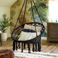 thumbnail image 5 of Hammock Chair Macrame Swing with Unique Good Quality Cotton&Polyester,Seat for The Living Room, Yard,Garden, Balcony Spaces etc. Max. 265 lbs Black, 5 of 7