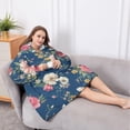 thumbnail image 5 of Oversized Wearable Blanket Hoodie,Pioneer Flower Floral Print Pattern Sherpa Blanket Hoodie with Super Pockets,Super Warm Fuzzy Pullover for Women & Men, 5 of 6