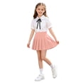 thumbnail image 2 of ITSAME Girls School Uniform Set Button Up Shirt & Pleated Skirt 2-Piece with Tie Kids Fashion Outfits Pink Size 11-12, 2 of 6