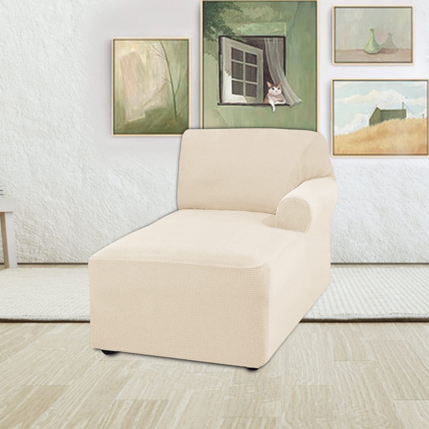 BH-JJSMGS Jacquard Chaise Lounge Cover,Modern Polar Fleece sectional Sofa slipcover,Stretch Left/Right Armchair Cover for loveseat L Shaped Sofa