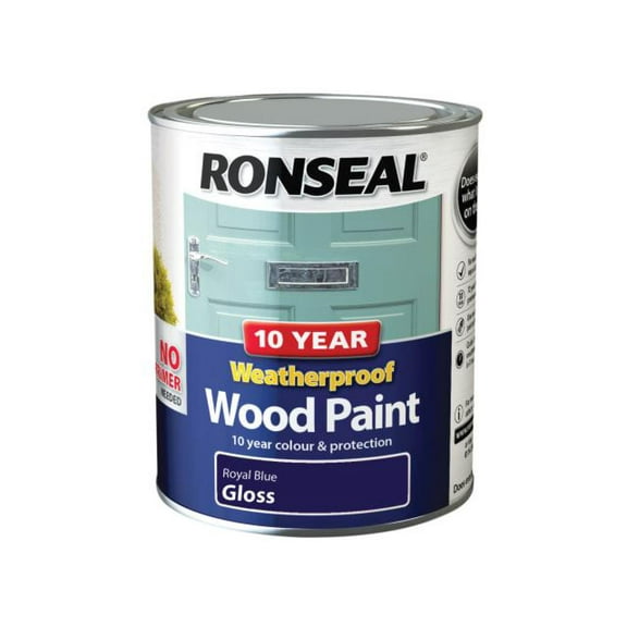 Ronseal - 10 Year Weatherproof Wood Paint Royal Blue Gloss 750ml