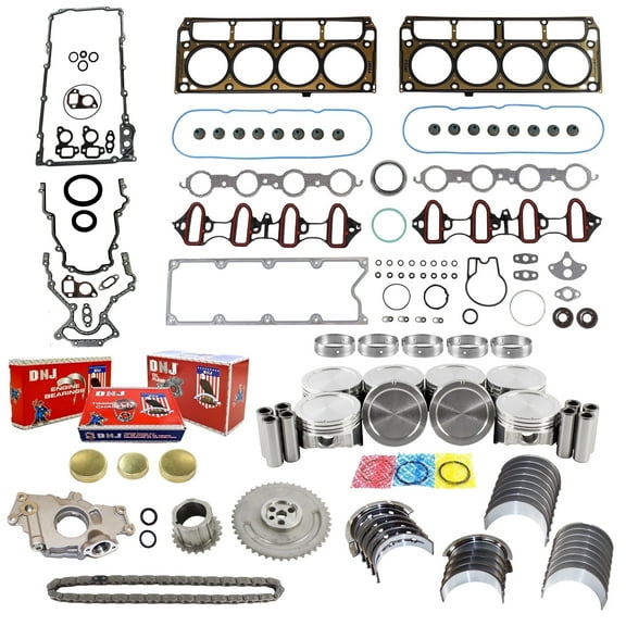 DNJ EK3166M Master Engine Rebuild Kit Fits Cars & Trucks 2002-2003 Cadillac Chevrolet GMC Isuzu Ascender Envoy XL Escalade Silverado 1500 SSR Suburban 1500 Tahoe 5.3L OHV LM4 LM7 VIN P VIN T