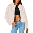 thumbnail image 1 of Abrigos de Invierno para Mujer, Chaqueta Corta de Forro , de Piel Sintética, Larga, Bolsillos, Abrigos Peludos y Cálidos, Ropa de Otoño. M, 1 of 10