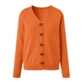 thumbnail image 4 of vigerkar Womens Cardigans Lightweight Long Sleeve Button up Cardigan Sweaters Dressy Casual V Neck Knit Sweater Tops (Orange, L), 4 of 5