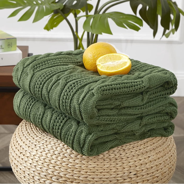 EQUIPMENT KNIT BLANKET ブランケット ZXNYH Cable Knit Throw Blankets 90 x 90 Inches, Soft Cozy and