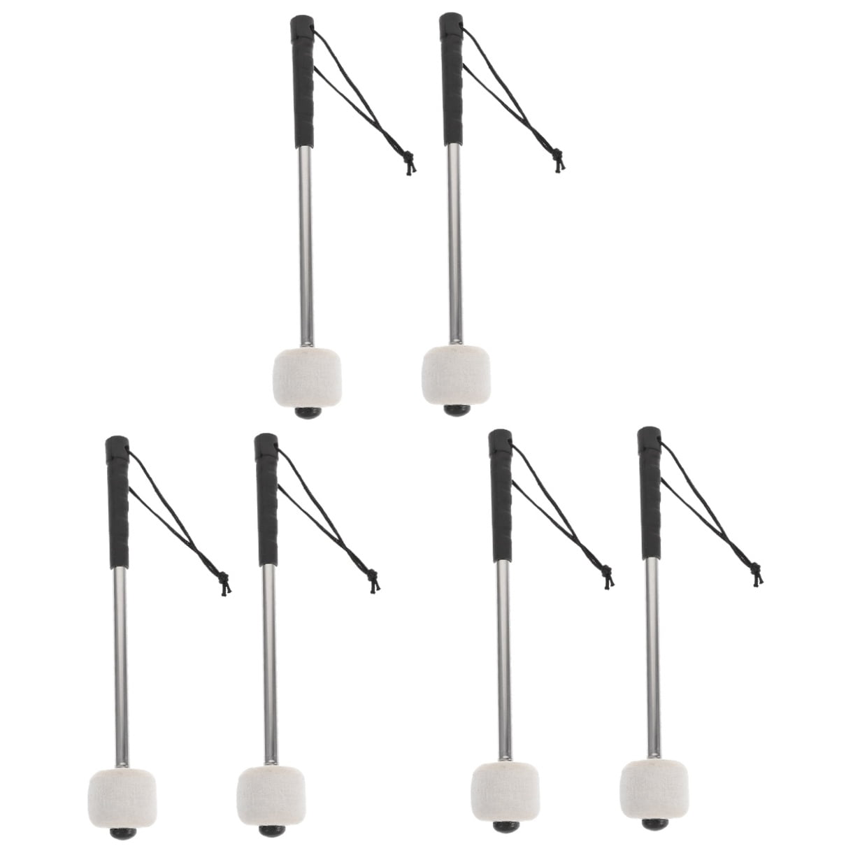 Worgeous 6 pcs  Felt Bass Drum Mallets Wool Felt Mallets Sticks with Stainless Steel Handle Instrument Percussion Mallets