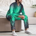 thumbnail image 7 of Susaid Northern Lights 2 Print Men's Long Sleeve Pajama Set, Two-Piece Button-Down Loungewear PJs Set, Comfortable Sleepwear for Relaxation-Large, 7 of 7