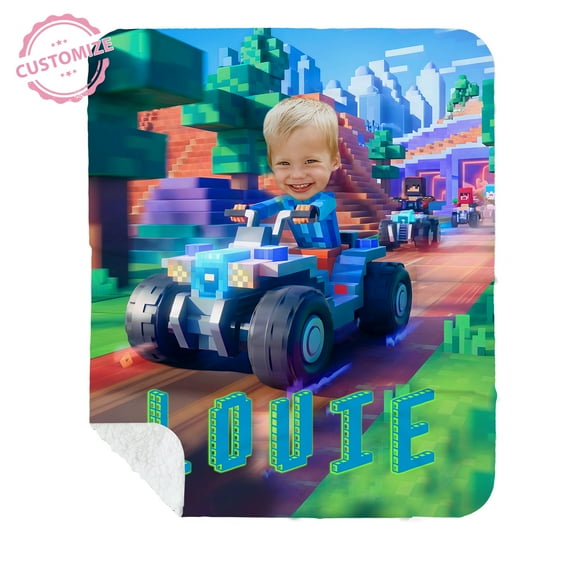 Lazaofficial Personalized Blankets With Name, Kids Race Car Blanket, Kids Racing Blanket, Custom Photo Blanket, Race Car Blanket For Boys, Custom Face Gifts, Birthday Gifts For Boys, Kids Gift