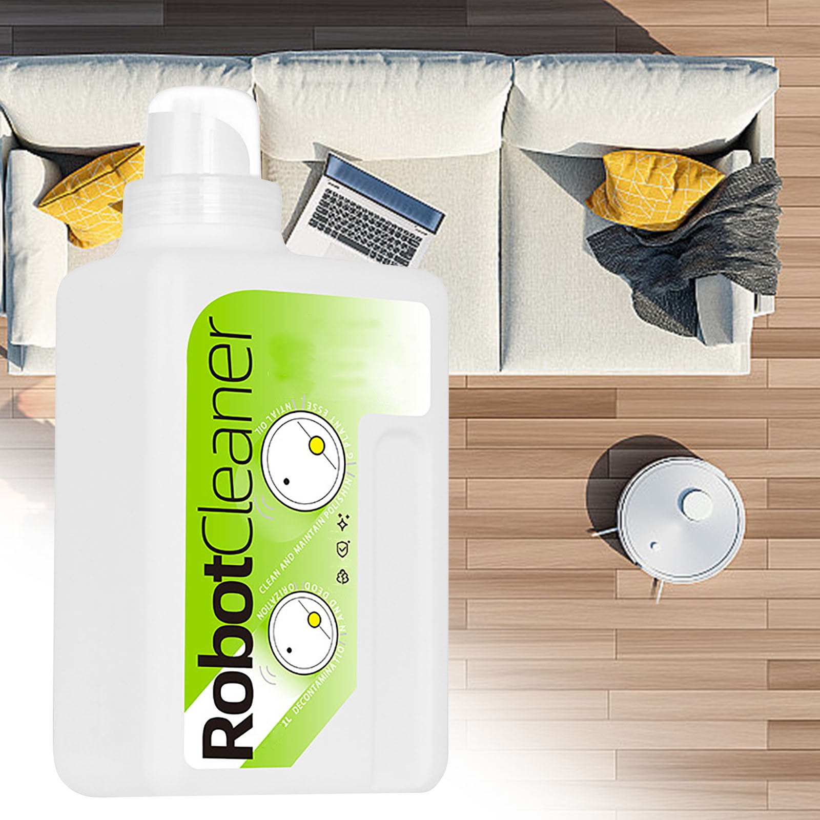 Robot Vacuum Floor Cleaning Concentrate for Mops -75+ Refills Per Bottle - Hardwood & Multi-Surface - Non-Toxic, Residue-Free (1L)