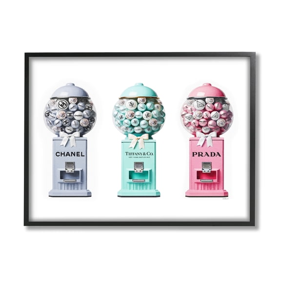 Stupell Industries Glam Gumball Candy Beauty & Fashion Painting Black Framed Art Print Wall Art, 14 x 11