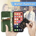 thumbnail image 6 of for iPhone 13 Wallet Case, Vintage PU Leather Flip Case with Card Holder Kickstand Hidden Magnet Folio Case Book Cover Compatible with iPhone 13 - Green, 6 of 7