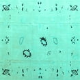 thumbnail image 1 of Ahgly Company Machine Washable Indoor Square Solid Turquoise Blue Modern Area Rugs, 5' Square, 1 of 4