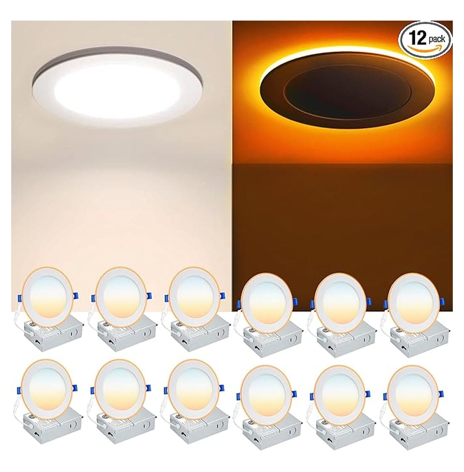 Ensenior 24 Pack 6 Inch LED Recessed Ceiling Light With Night Light - View #13