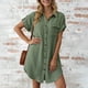 thumbnail image 2 of TaTaai Women's Button Down Shirt Dress Lapel Collar Short Sleeve Solid Color Casual Pocket Detail Crinkle Gauze Mini Dress Gift, 2 of 7
