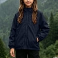 thumbnail image 2 of FAVIPT Waterproof Jacket for Girl Adjustable Drawstring Windproof Hooded Jackets Zip Up Outdoor Coat with Zipper Pockets Black,5-6 Years, 2 of 7