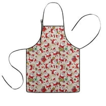 Beige Christmas Santa and Gift Pattern Kids Aprons for Girls and Boys,Adjustable Neck Strap Toddler Aprons for Kids Cooking Baking