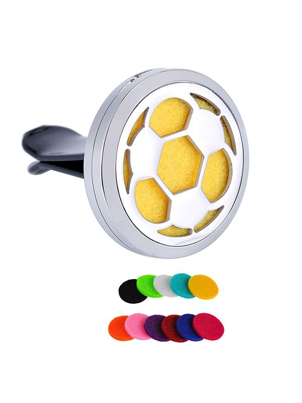 Round Soccer Ball Aromatherapy Perfume Essential Oil Locket Car Vent Clip by Valyria