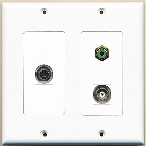 RiteAV - 1 Port RCA Green 1 Port 3.5mm 1 Port BNC - 2 Gang Wall Plate