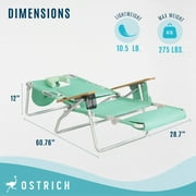 Open Box Ostrich Deluxe 3N1 Outdoor Lawn Beach Lounge Chair w/Footrest, Teal