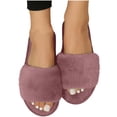 thumbnail image 6 of Fuzzy House Slippers for Women Soft & Comfortable Womens Slippers with Open Toe Solid Color Casual Slip on Footwear for Indoor & Outdoor, 6 of 8