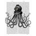 thumbnail image 2 of Fab Funky 26x32 White Modern Wood Framed Museum Art Print Titled - Octopus and Diving Helmet, 2 of 4