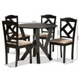thumbnail image 6 of Baxton Studio Riona Sand Fabric Upholstered and Dark Brown Finished Wood 5-Piece Dining Set, 6 of 7