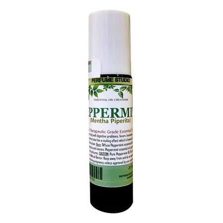 Peppermint Roll On Oil - 100% Pure Undiluted in a 11 ml Green Glass Roller Bottle (100% Pure Mentha Piperita Aromatherapy Grade Essential Oil)