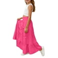 thumbnail image 4 of BLTIBY Girls Cute Bowknot Maxi Skirts 2026 Summer Casual Elastic High Waist A-Line Boho Skirt Beach Vacation Outfits Hot Pink 12-13Years, 4 of 8