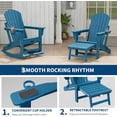 thumbnail image 4 of Patio Furniture Adirondack Rocking Chair, Folding & Portable Rocker with Retractable Ottoman & Cup Holders, HDPE All Weather Outdoor Chair for Porch, Deck, Lawn, Garden, Ocean Blue, 84x 104.6x 74CM, 4 of 7