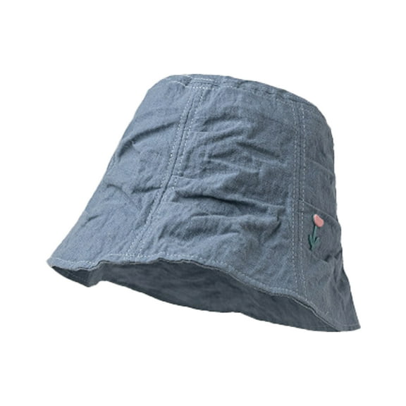 56-58cm hat circumference, pleated cotton and linen bucket hat, sun hat, breathable fisherman hat, sunscreen basin hatblue
