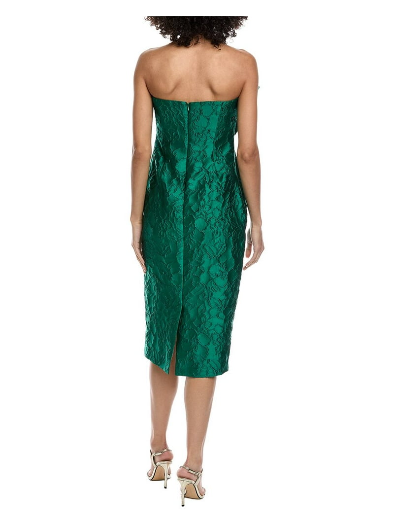 green jacquard midi dress Béryl Green Floral Jacquard Midi Dress main image 0