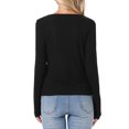 thumbnail image 3 of INSPIRE CHIC Knit Top for Women's Long Sleeve Button Fitted Solid Casual Blouse XS Black, 3 of 6