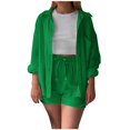 thumbnail image 3 of MKLEKYY Conjunto De Camiseta De Manga Larga Lisa Para Mujer, Pantalones Cortos Con Cordón Y Cintura Alta, Informal, Sin Mangas, 3 of 4