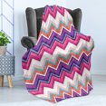thumbnail image 4 of Chevron Soft Flannel Fleece Blanket, Chevron Motifs Different Colors with Variable Angles Parallel Lines Groovy Artwork, Cozy Plush for Indoor and Outdoor Use, 60" x 80", Multicolor, by Ambesonne, 4 of 5
