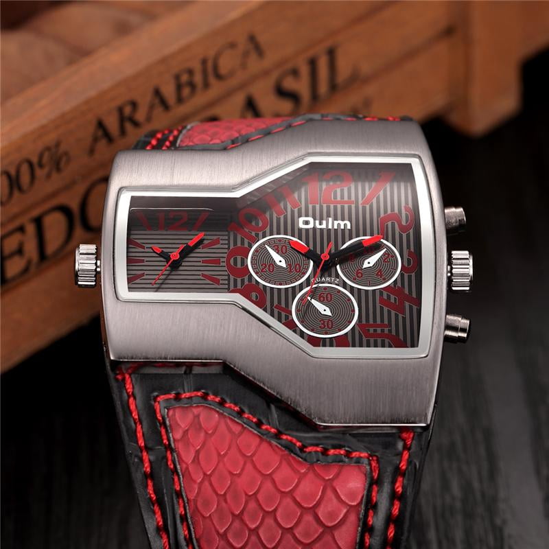 Luxury Leather Sports Watches for Men with Two Time Zone and Quartz Movement - Perfect for Outdoor Activities and Business Trips