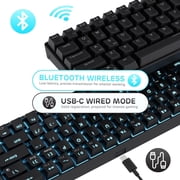 68 Hot Swappable 65% Mechanical Keyboard, 68 Compact BT5.0 Gaming Keyboard with Stand-Alone Arrow/Control , Black, Quiet Red