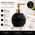 thumbnail image 2 of Ceramics Gold Soap Dispenser for Bathroom, Round Soap Dispenser with Delicate Embossed Rhombus Design (Black), 2 of 6