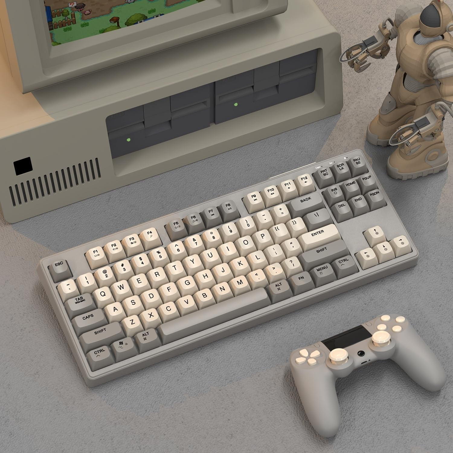 ATTACK SHARK Anti-ghosting Wireless Gaming Keyboard, Creamy Gray