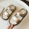 thumbnail image 2 of Wdgfv Girls Summer Sandals Soft Sole Comfortable Beach Shoes for Toddler Kids Casual Flat Open Toe Footwear Gold 4-4.5Years, 2 of 4