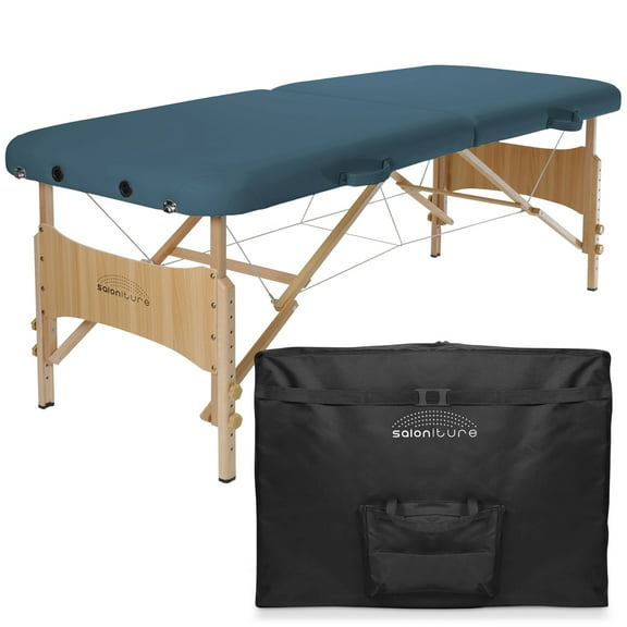Saloniture Basic Portable Folding Massage Table - Blue