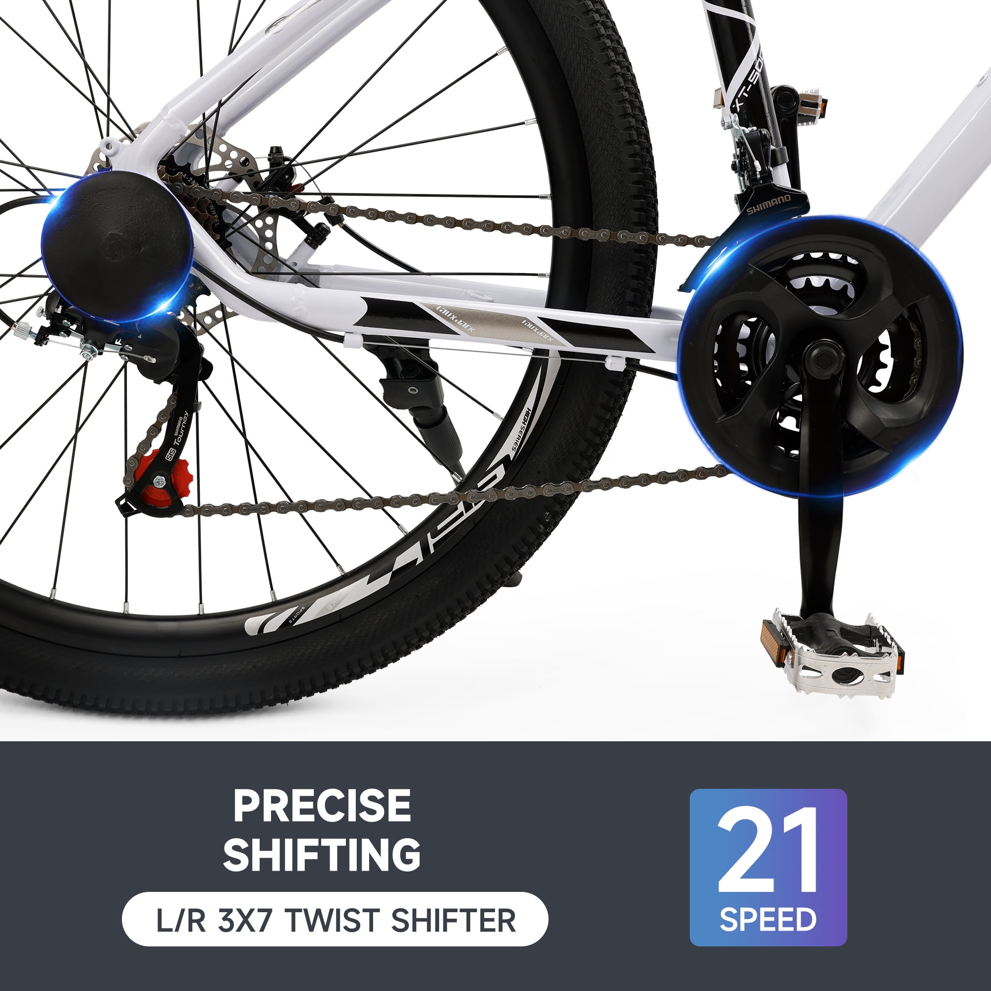 Mountain Bike, 27.5 Inch Shimano 21 Speed, Dual Disc Brake Bike for Men Womens Adult, Front Suspension Bicycle