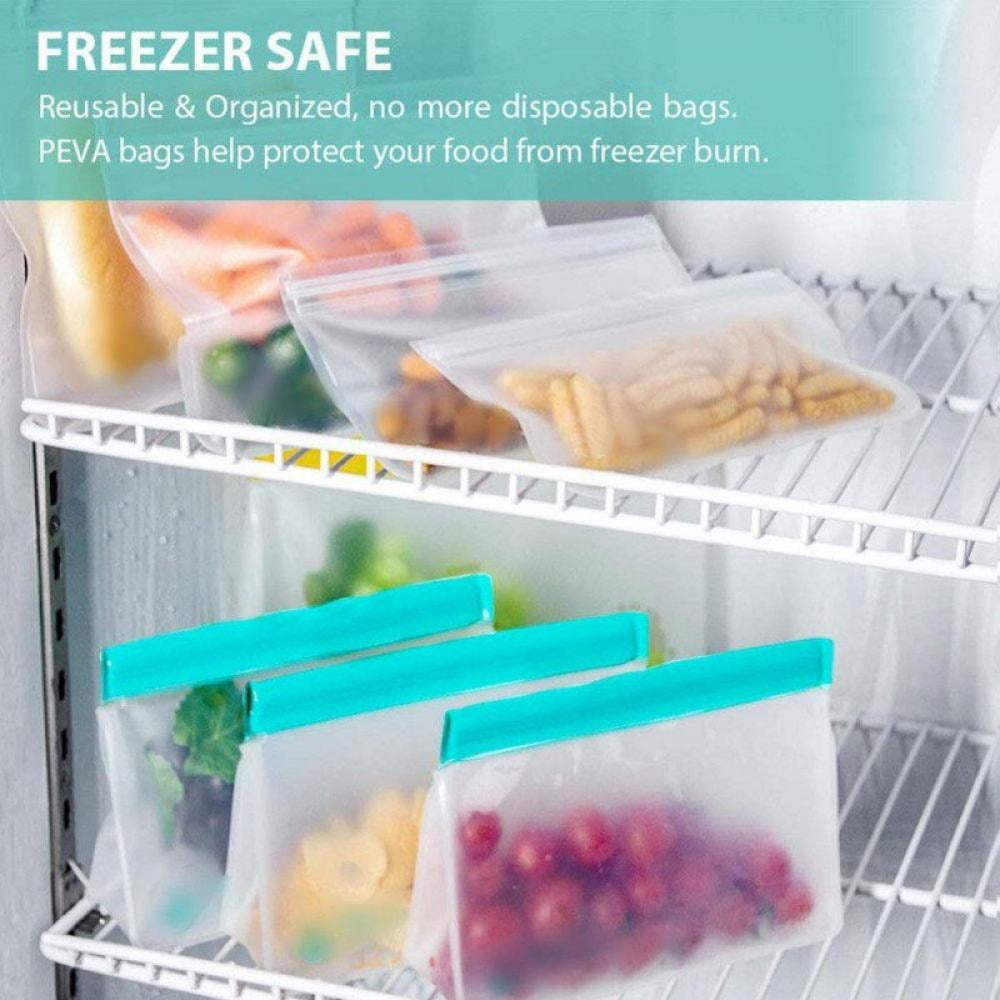 10Pcs Zip Lock Reusable Food Container Storage Thick Freezer Bag 